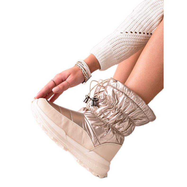 TRENDI Botas de neve douradas elegantes dourado