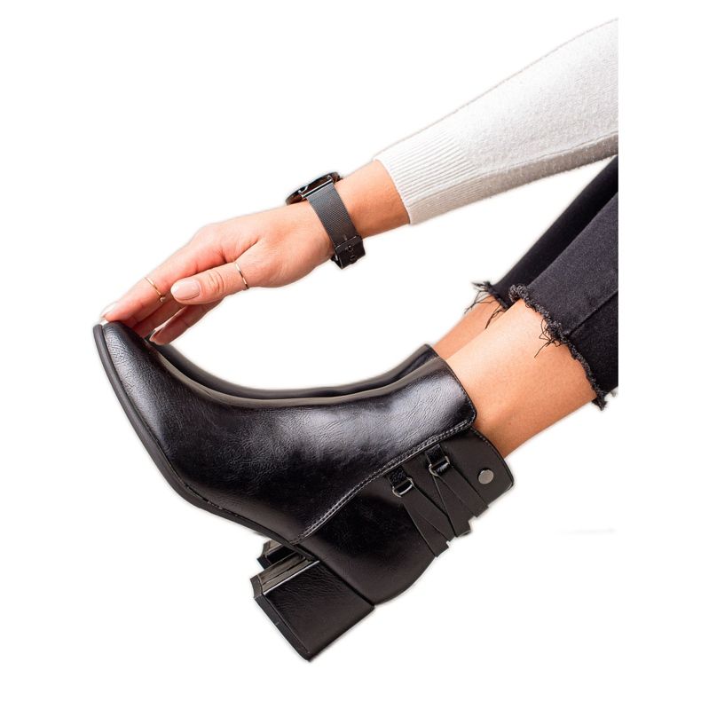 Goodin Botas clássicas de couro ecológico preto