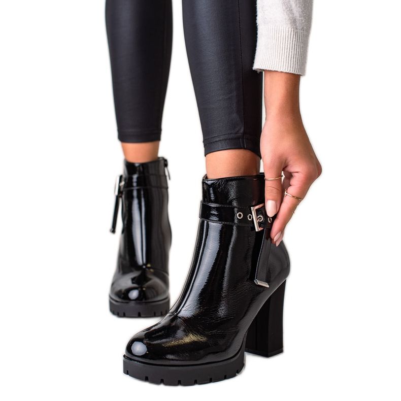 Janessa Botas pretas elegantes de salto alto preto