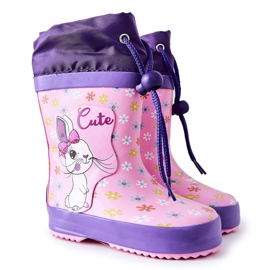 Galochas de borracha rosa para crianças Coelho Hekamna