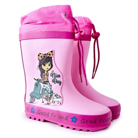 Botas de chuva de borracha para crianças menina heilee rosa