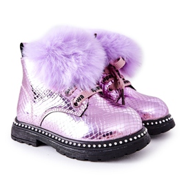 PA1 Botas Quentes Infantis Com Pele Violet Rosea roxo