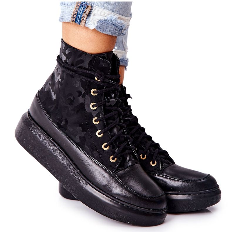 Lewski Shoes Sapatos de couro esportivos Lewski 3034 preto Camo