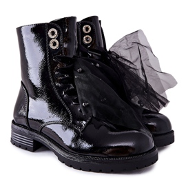 S.Barski Botas Infantis Lacadas Preto Quente Semissa