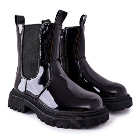 FR1 Botas Infantis Aletris Preto Lacado Quente