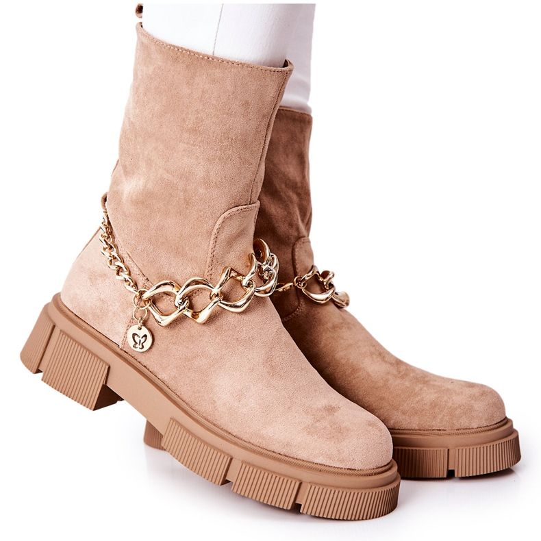 FB2 Camurça Botas Trabalhadores Beige Hellio bege