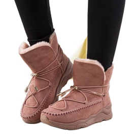 Botas de neve com nervuras rosa Carrera