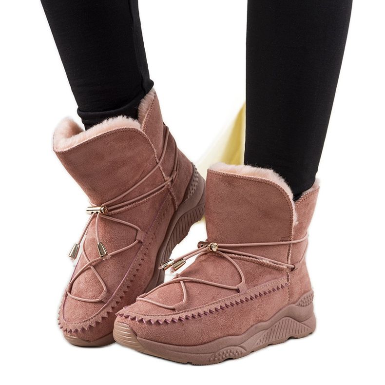 Botas de neve com nervuras rosa Carrera