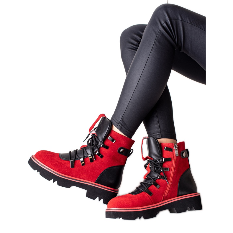 Botins Artiker vermelhos de pele