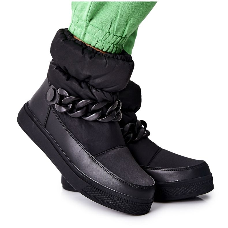 S.Barski Botas de neve quentes femininas pretas Khariche preto