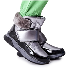 S.Barski Botas de neve quentes femininas Gray Evamia prata cinza