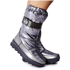 S.Barski Botas de neve altas quentes femininas Eunousa cinza prata