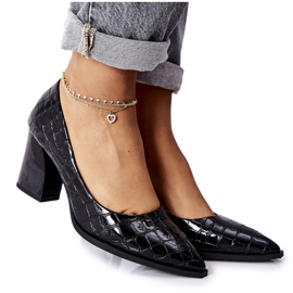 S.Barski Mulheres Couro Pumps Black Chay preto