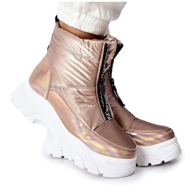 Vinceza Botas Echowen Douradas Trappers Femininas dourado