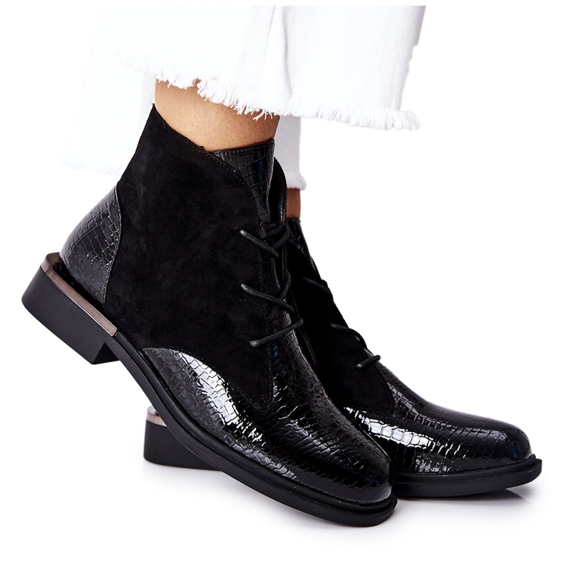 Botas quentes de camurça Sergio Leone BT401 pretas preto