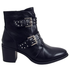 Botas pretas de salto alto com tachas C760 Preto