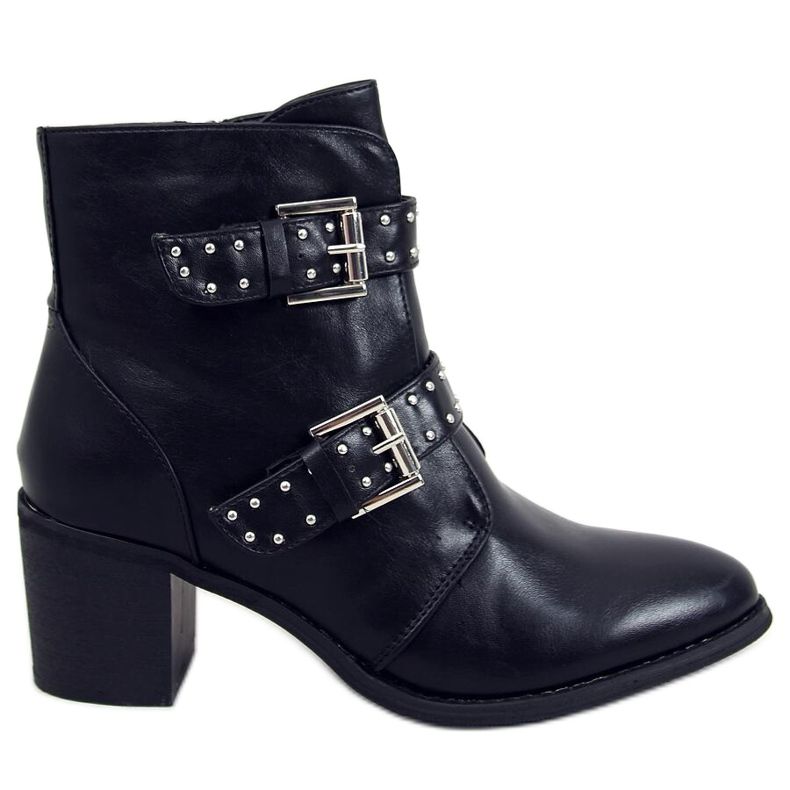 Botas pretas de salto alto com tachas C760 Preto