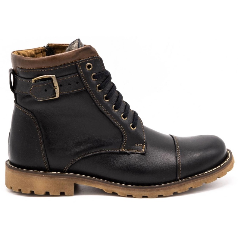 Olivier Botas de neve masculinas 910 MP pretas com marrom castanho