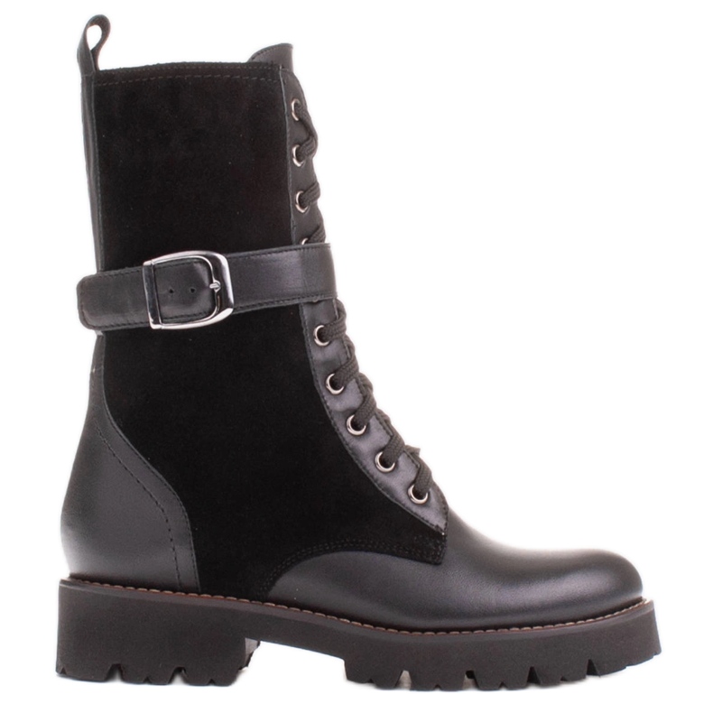 Marco Shoes Botas amarradas com sola clara 2118B preto