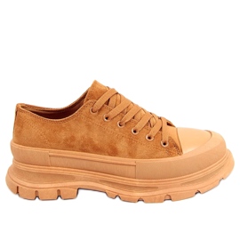 Tênis de sola alta Lily Camel marrom