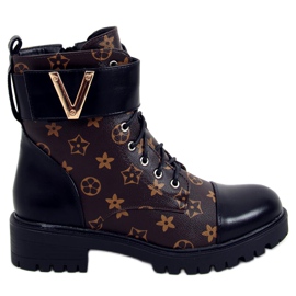 Botas militares Karla Black marrom preto