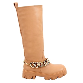 Botas de camelo julho com corrente castanho Botas de camelo julho com corrente castanho