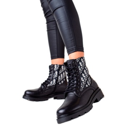 Goodin Botins com atacadores com padrão preto