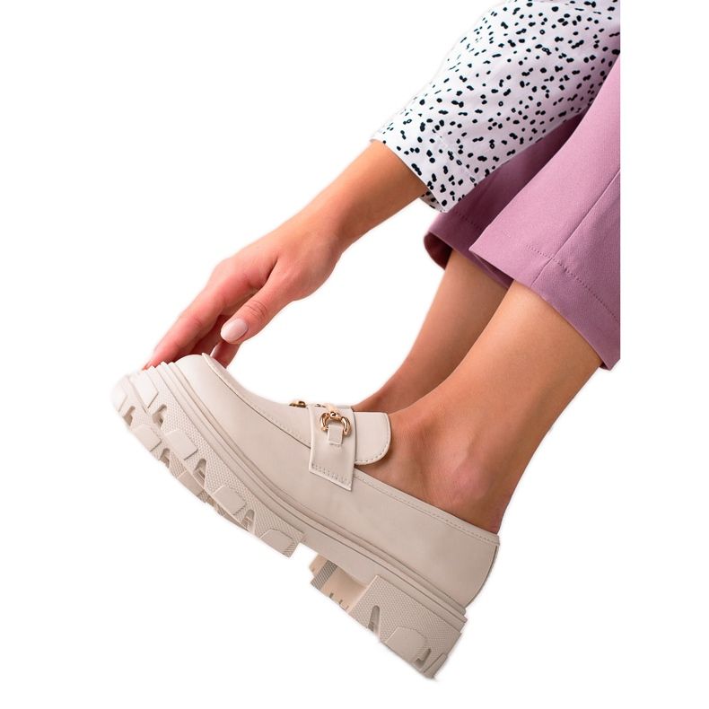 Diamantique Mocassins de couro ecológico bege