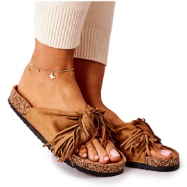 FW1 Chinelos Camel Taryne Cork Sole marrom