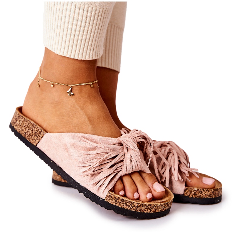 FW1 Chinelos Taryne rosa com sola de cortiça FW1 Chinelos Taryne rosa com sola de cortiça