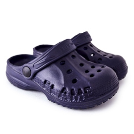 Flameshoes Chinelos para crianças em casa de crocs azul marinho azul-marinho