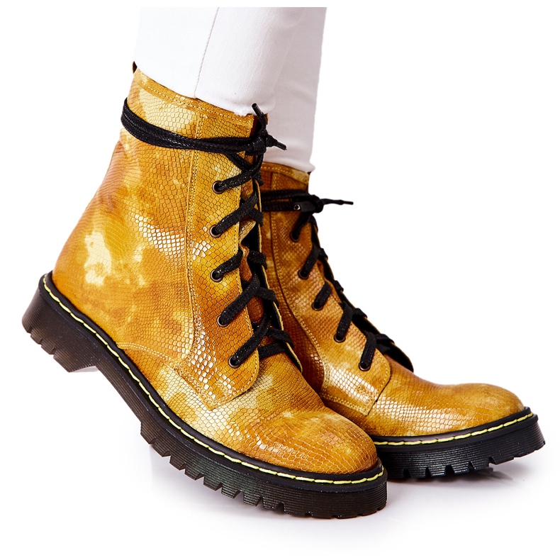 Botas femininas Glany Workers Maciejka Amarelo 01609-47