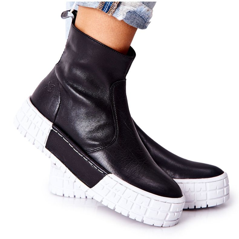 Maciejka Botas De Couro Na Plataforma Preta 05216-01 preto