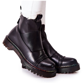 PM1 Botas pretas Milie Jodhpur com costura colorida preto