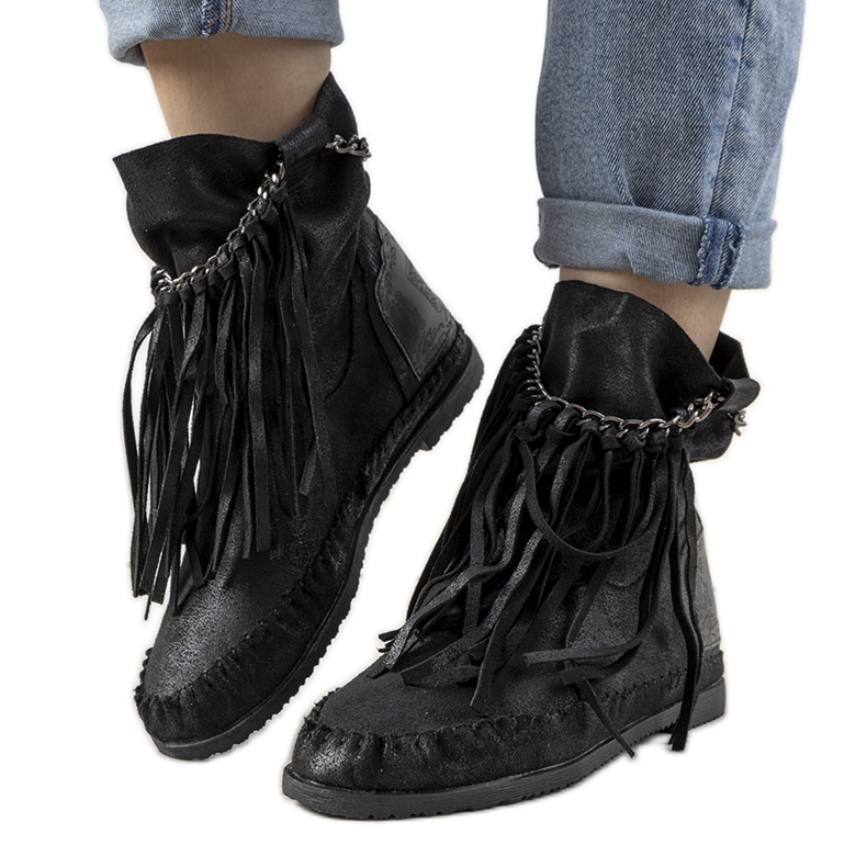 Botas femininas negras no estilo boho Maral preto
