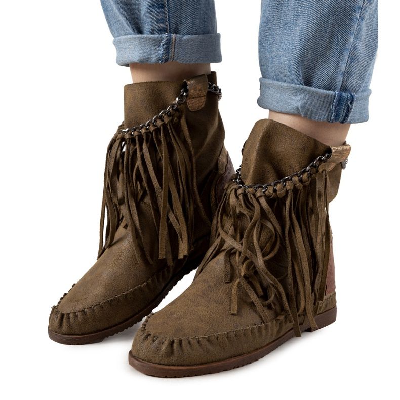 Botas femininas verdes no estilo boho Maral