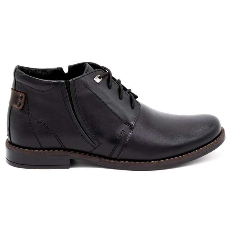 Olivier Botas masculinas de inverno, couro 336LU, pretas preto
