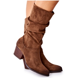Vinceza Botas femininas camurça marrom Ranafast castanho