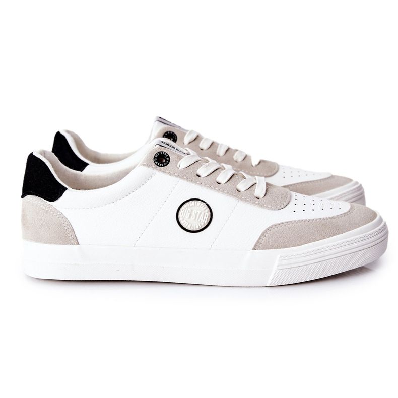 Tênis de couro masculino Big Star II174009 branco-bege