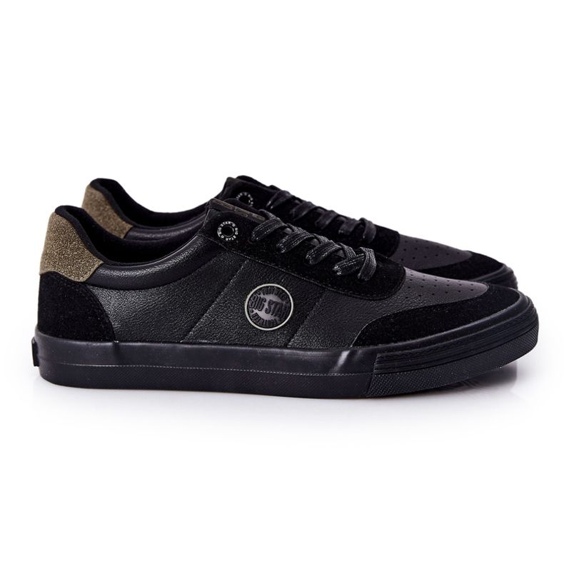 Tênis de couro masculino Big Star II174008 preto-verde