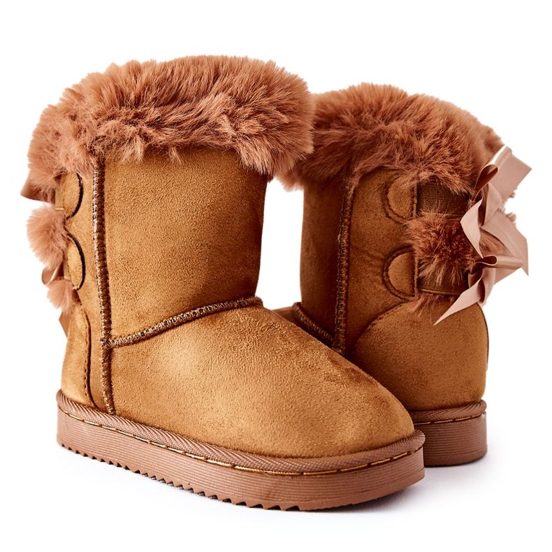 FR1 Botas infantis quentes com arcos. Cáqui Botas funky para neve castanho
