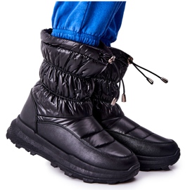 PE1 Botas femininas pretas Starbone para neve quente com zíper preto