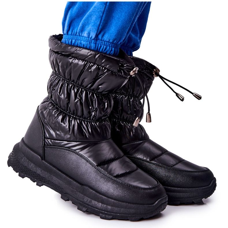 PE1 Botas femininas pretas Starbone para neve quente com zíper preto