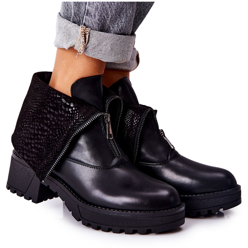 Vinceza Botas de couro no salto alto preto Challonte