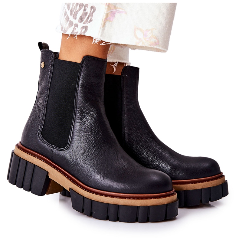 Botas de trabalho de couro preto Maciejka 05312-01