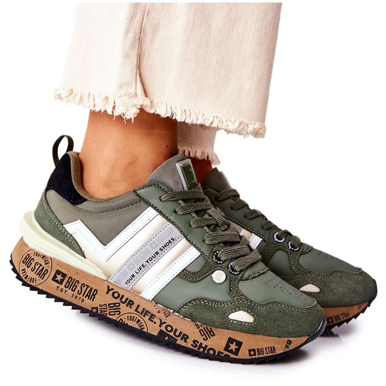 Calçados esportivos femininos Big Star II274299 Khaki cáqui verde