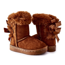 FR1 Botas infantis quentes com arcos D.Khaki Funky botas de neve marrom