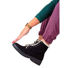TRENDI Armadilhas de botas com pele na parte superior preto