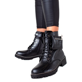 Queen Vivi Botas de trabalhador com bolso preto Queen Vivi Botas de trabalhador com bolso preto