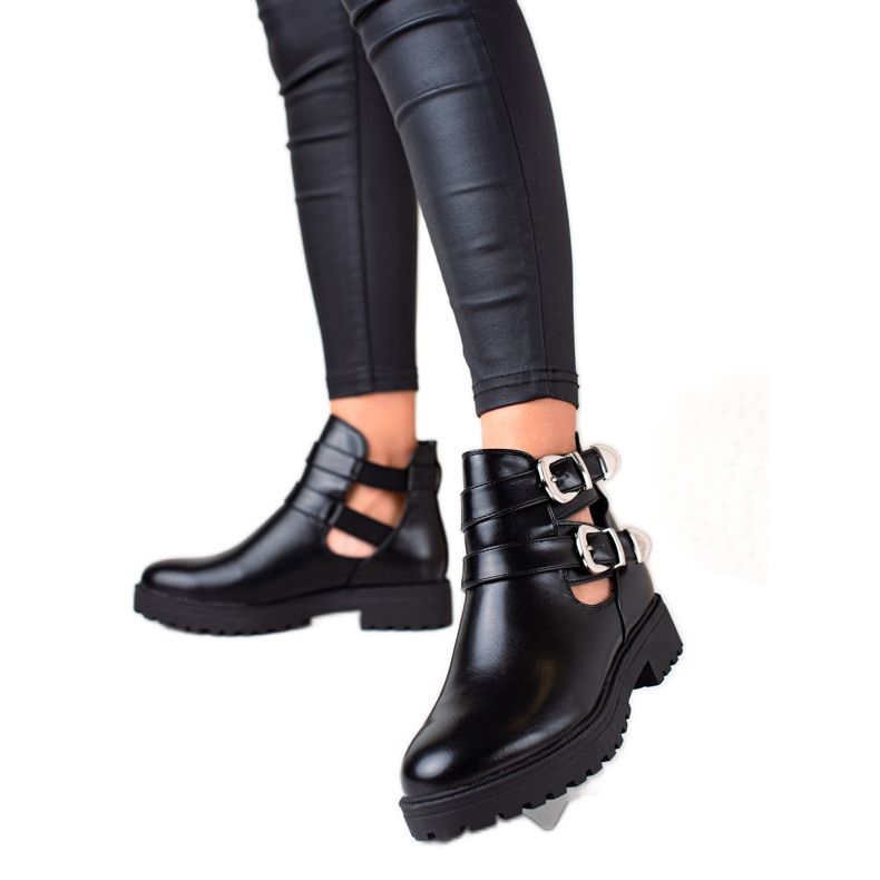 Bestelle Botas Pretas Com Fivelas preto Bestelle Botas Pretas Com Fivelas preto